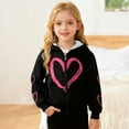 thumbnail image 2 of RMGVDSD Girls Zip Up Hoodies Heart Print Hoodie Sweatshirt Long Sleeve Full Zipper Jacket School Casual Outerwear Cute Fall Clothes 2-3 Years, 2 of 6