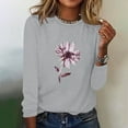 thumbnail image 2 of IROINNID Pink Tops for Women Long Sleeves Shirts Printed Round Neck Comfy Tee ,Gray, 2 of 5