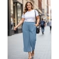 thumbnail image 4 of Gleelist Women's Plus Size Wide Leg Pants Lightweight Casual High Waist Side Slit Flowy Lounge Trouser With Pockets XL-5XL, 4 of 5