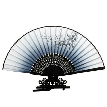 

Ancient Floral Print Folding Fan for Dancing Cosplay Decor Chinese Style with Bamboo Frame & Elegant Tassel Handheld Fan New