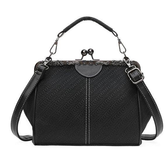 AOMRCOL Handbag for Women Shoulder Bag Kiss Lock Medium Top Handle Satchel Purse Retro Crossbody Bag Evening Clutch Purses Retro women's evening handbags