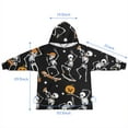 thumbnail image 7 of Black Halloween Dancing Skeletons Blanket Hoodies for Kids 6-13YR Oversize Wearable Blanket Hoodies for Boys Girls Teens, 7 of 7