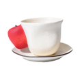 thumbnail image 4 of Juego de taza y platillo de porcelana, taza de café de cerámica creativa para café con leche y latte. Manzana, 4 of 9
