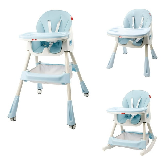 Silla Periquera D'bebé Eat And Rock Convertible A Mecedora Azul