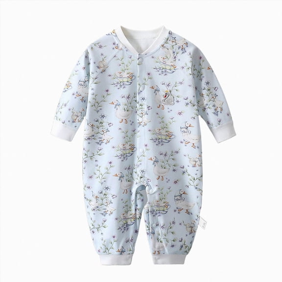 CAUYDY Newborn Girl Bodysuit 0 3 6 9 Months 1T 2T Baby Romper for Boy Infant Long Sleeved Sleepers Preemie Fall Winter Pajamas Sizes 6-9 Months,Light Blue