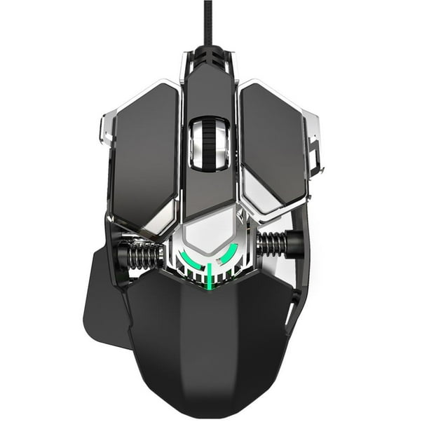 Matsuzay Ratón de juego con cable, luz colorida, ajustable, teclas múltiples, ratón Juegos de teclado y mouse para computadora Negro