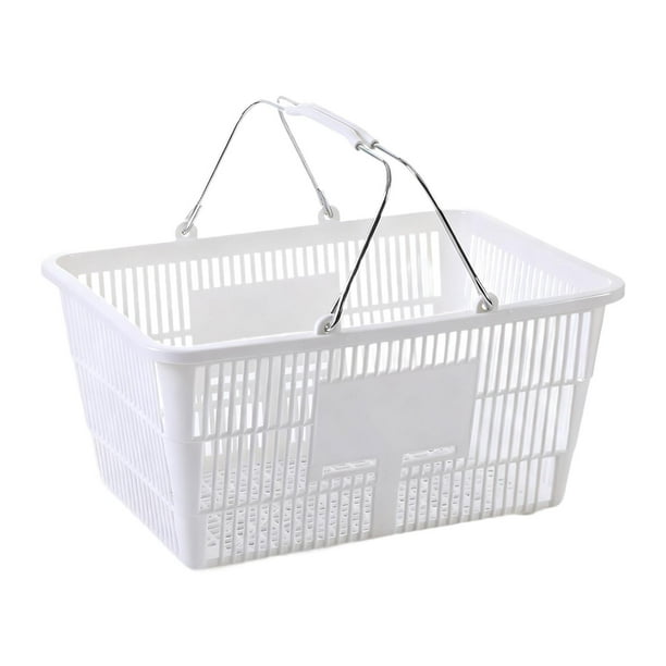 Cesta de la compra, organizador de supermercado, cesta multiusos de hierro para almacenamiento portátil Blanco