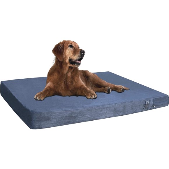 Dogbed4less Premium Orthopedic Memory Foam Dog Bed, Waterproof Lining, Machine Washable External Cover and Extra Pet Bed Case, Fit XL 48"X30" Crate