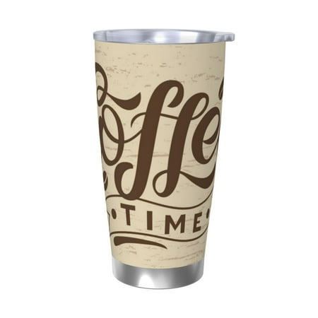 

Bingfone Coffee Time (2) for 20 Oz Stainless Steel Travel Mug Double Wall Water Coffee Cup for Home Office Outdoor Works Great for Ice Drinks and Hot Beverage-Without Straw