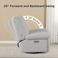 thumbnail image 3 of NOUHAUS Swivel Gray Fabric USB Charging Glider Recliner Rocking Function Nursery For Living Room, 3 of 10