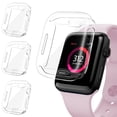 thumbnail image 1 of 3 Pack Apple Watch Screen Protector Case for Series 7/8 45mm, iWatch Protective Face Cover, Soft TPU All Around Bumper Case(Clear), 1 of 5