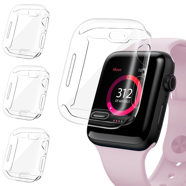 3 Pack Apple Watch Screen Protector Case for Series 7/8 45mm, iWatch Protective Face Cover, Soft TPU All Around Bumper Case(Clear)
