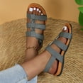 thumbnail image 6 of Women’s Flat Sandals, Soft Straps Slip-on Open Toe Light Weight Elastic Slingback Comfort Casual Walking Sandals Gray 7.5, 6 of 7
