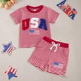 thumbnail image 2 of Akiihool Baby Boy Spring Outfit Baby Boy Clothes 3 6 12 18 Months Summer Outfit Baseball Embroidery Waffle Short Sleeve Romper & Shorts Set(Red,18-24 Months), 2 of 4
