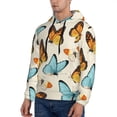thumbnail image 3 of Kdxio Butterflies Print Mens Casual Hooded Collar Drawstring Hoodies Pullover Sweatshirts Casual Long Sleeve Shirts-XX-Large, 3 of 7
