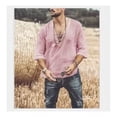 thumbnail image 1 of Camisa De Lino Hippie De Moda Playeras Medias Casuales, 1 of 2