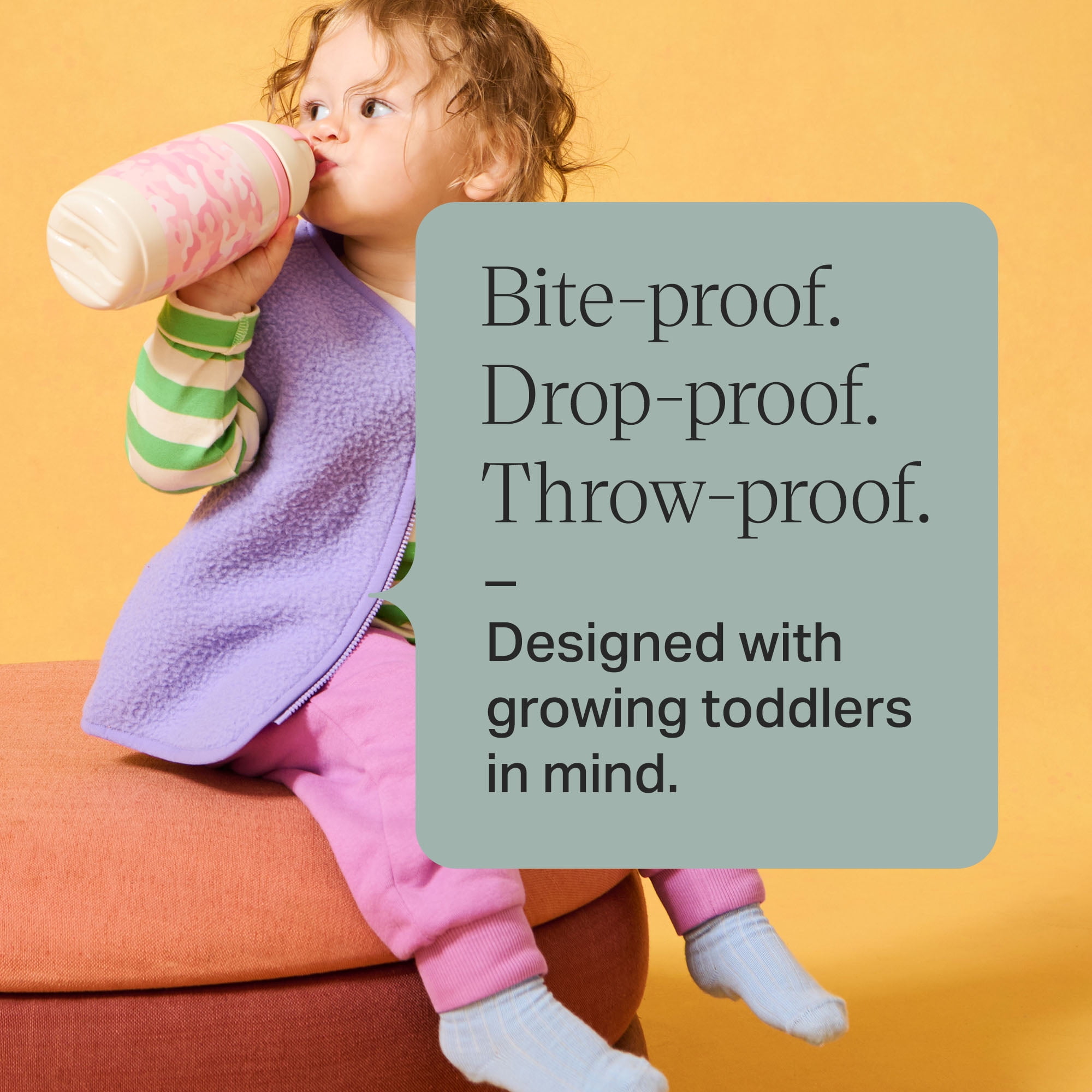 Tommee Tippee Insulated Active Straw Toddler Cup, 12m+, 9oz, Leak-Proof, Pink Camo, 1 Pack