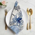 thumbnail image 2 of Vintage Octopus Coastal Cloth Napkins, Navy Blue Nautical Summer Ocean Washable and Reusable Dinner Napkins Set of 8, Table Napkin for Kitchen Party Birthday Wedding Hotel Housewarming 20"x20", 2 of 9