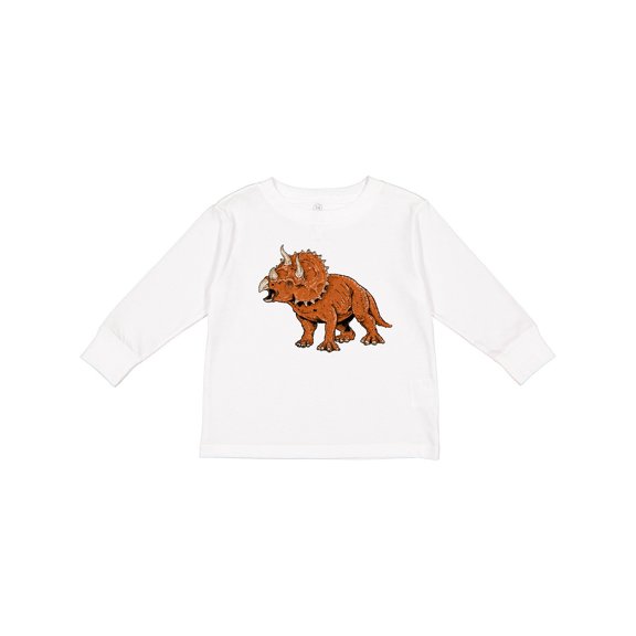 Inktastic Triceratops Roaring Boys or Girls Long Sleeve Toddler T-Shirt