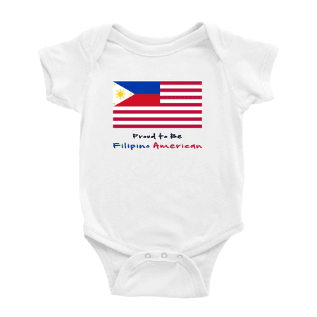 

Proud to Be Filipino American Flag Baby Bodysuit Newborn Clothes Outfits (White 3-6 Months)