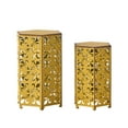 thumbnail image 5 of GDF Studio Shay Iron Hexagonal Accent Tables, Antique Yellow, 5 of 11