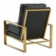 thumbnail image 6 of LeisureMod Jefferson Modern 3-Piece Living Room Set with 2 Leather Arm Chair and Round Coffee Table with Brushed Gold Frame (Black), 6 of 13