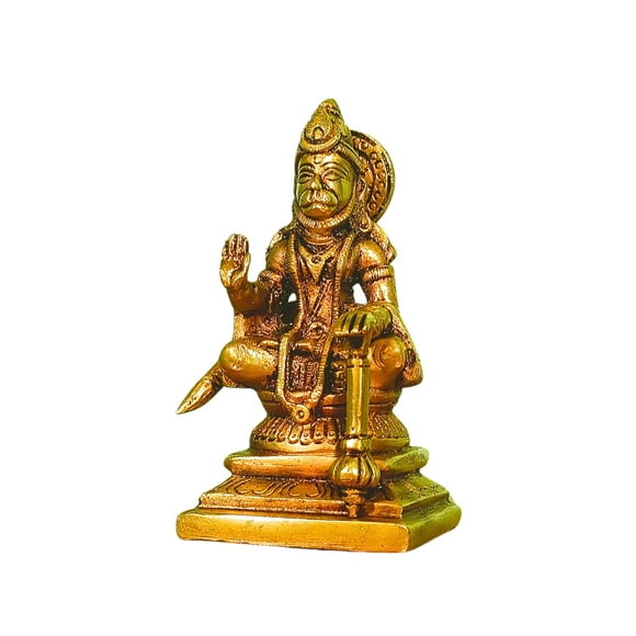 Shree Hanuman Ji Brass Idol, Handcrafted For Worship & Décor, Temple, Gold, Brass, Office & Vehicle Décor, Occasion Idol, Lightweight, Weather Resistant, Handmade, Washable, God Statue