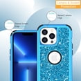 thumbnail image 4 of Cover For iPhone 14 Pro Max 6.7 inch,Shockproof Bling Glitter Heavy Duty  3 in 1 Design anti-fall Protective Case Cover,Blue, 4 of 8