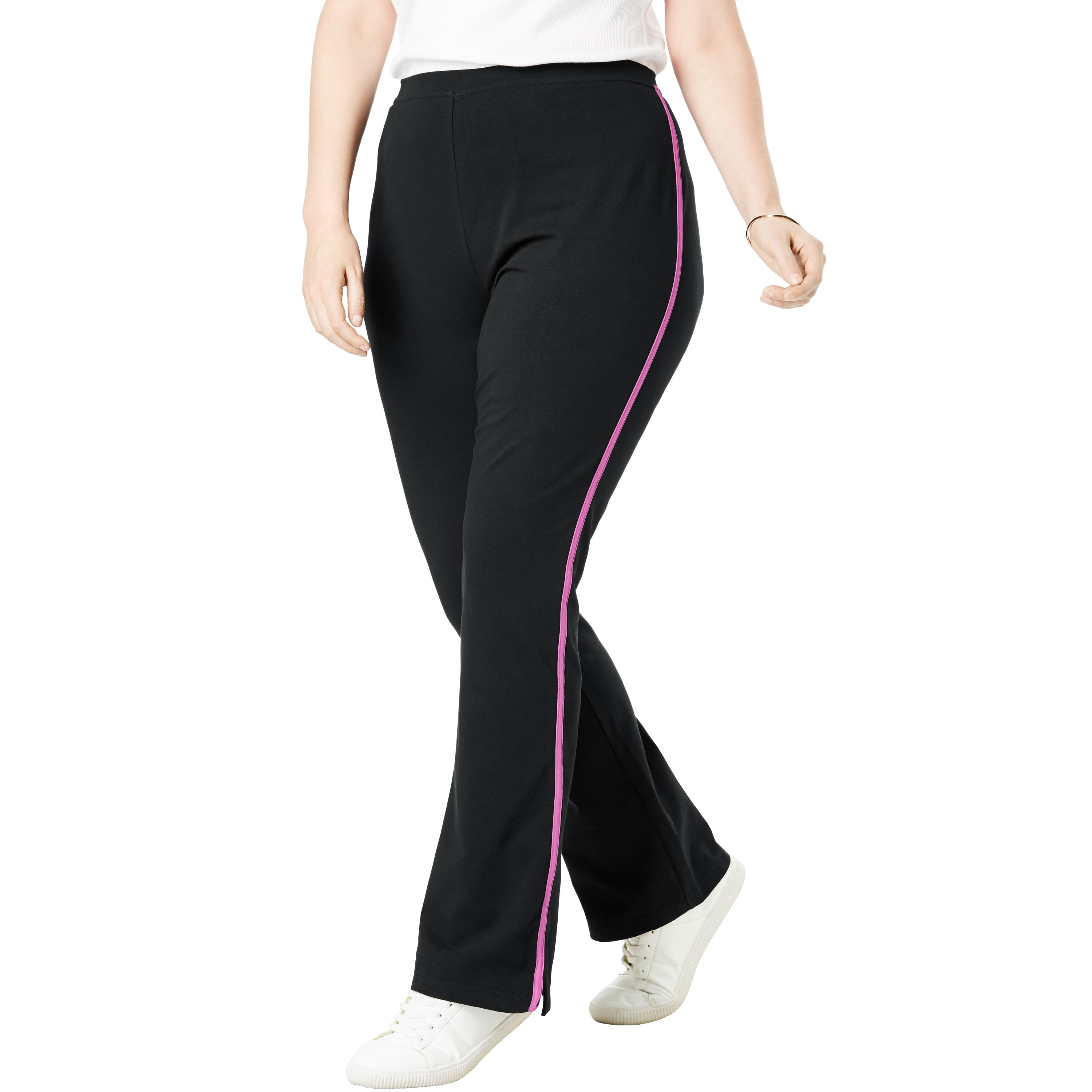 Woman Within - Woman Within Women's Plus Size Petite Stretch Cotton Side-Stripe Bootcut Yoga