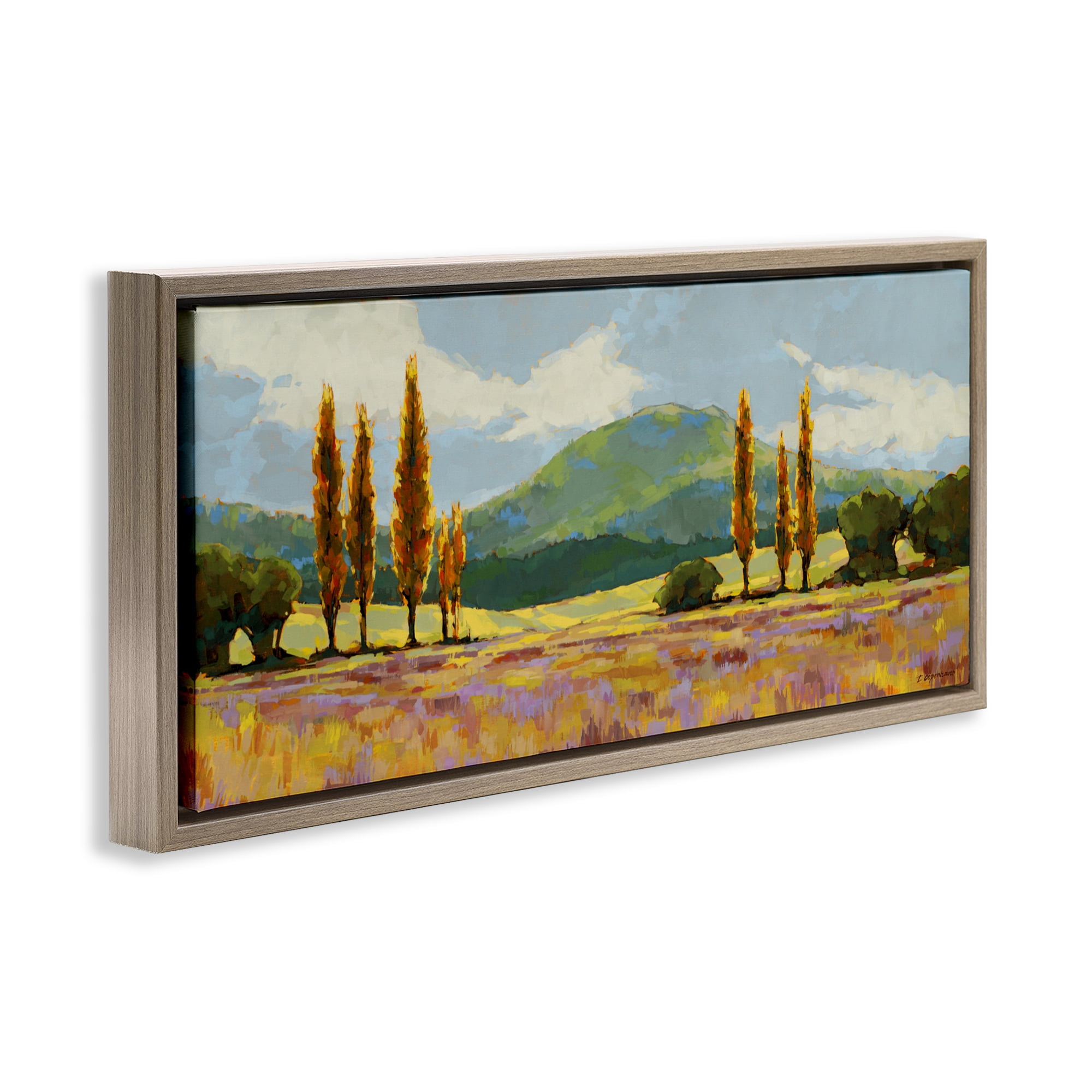 Stupell Industries Countryside with Dabbled Pastels Brown Framed Floater Canvas Wall Art, design by Trevor Copenhaver