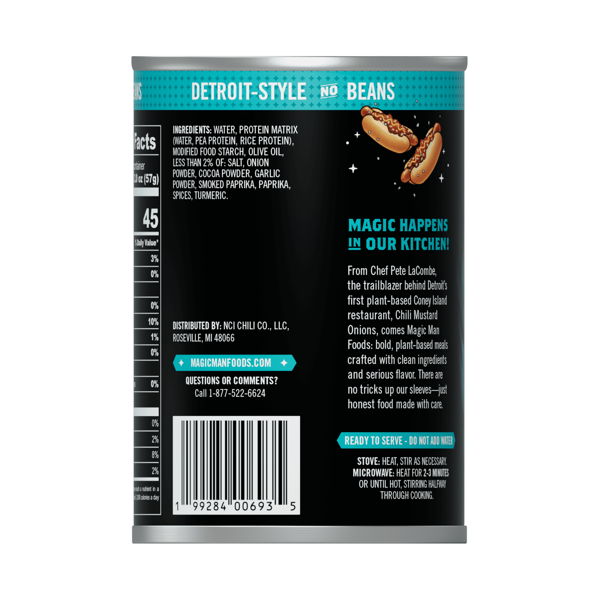 (3 pack) Magic Man Chili – Plant‑Based Detroit Style No Bean Chili, 15 oz Can, Vegan, Gluten free, Soy free, Seed Oil free