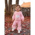 thumbnail image 5 of RUINIXCW Toddler Girls Fall Outfits Floral Chicken Embroidery Ruffle Sweatshirt and Elastic Bow Flare Pants Set 2 Piece Clothes, 5 of 9