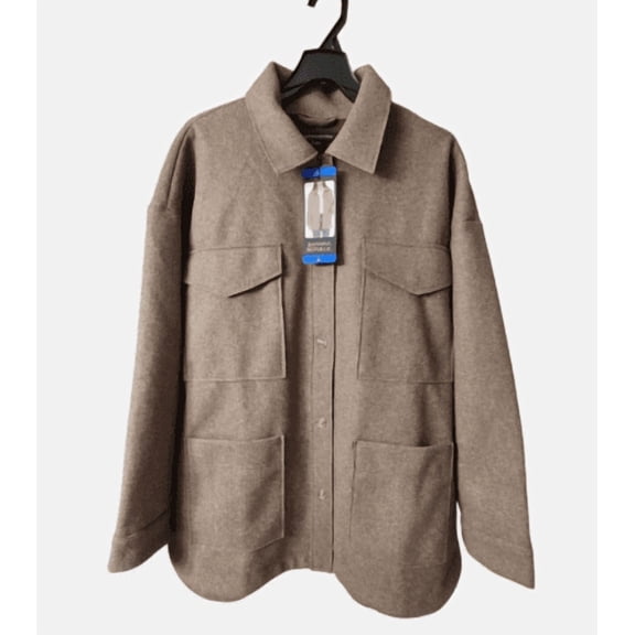 Banana Republic Ladies' Structured Brown 4 Pocket Super Soft Large Shirt Jacket Medium