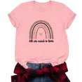 thumbnail image 3 of Pompotops T-shirt Femme Col Rond Imprimé Léopard Arc-en-Ciel Manches Courtes Blouse Décontractée Ample, 3 of 6