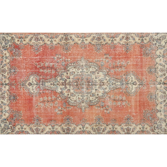 Ahgly Company Indoor Rectangle Traditional Shocking Orange Area Rugs, 5' x 8'