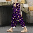 thumbnail image 2 of DHFJKG Women Linen Capri Pants Leopard Printed Summer Lightweight Loose Fit Casual Drawstring Beach Pants Stylish Trousers, 2 of 5