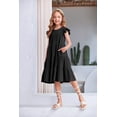 thumbnail image 3 of Vestido de verano Arshiner para niñas, manga con volantes, acampanado, negro fluido, 3 of 5