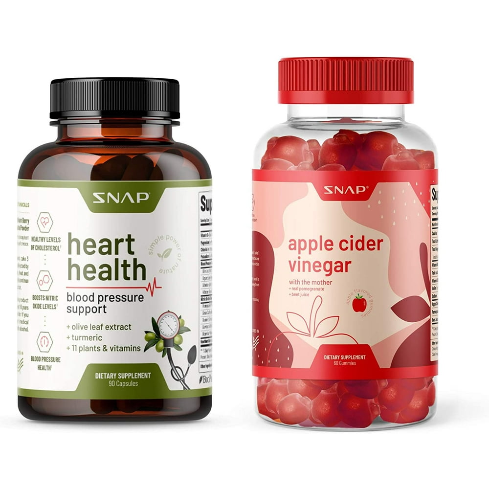 Snap Blood Pressure Supplement & ACV Gummies Apple Cider Vinegar Bundle