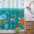 thumbnail image 6 of Sunlit Lovely Cartoon Sea Creatures Fabric Shower Curtain for Kids, Whale Turtle and Fish Bathroom Decor Curtain for Girls and Boys, 6 of 6