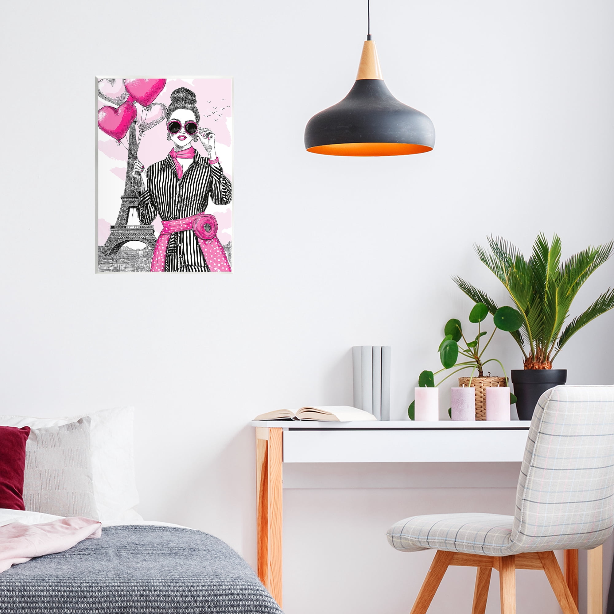 Stupell Industries Parisian Chic Woman with Balloons Wall Plaque Art, design by Jess Stempel