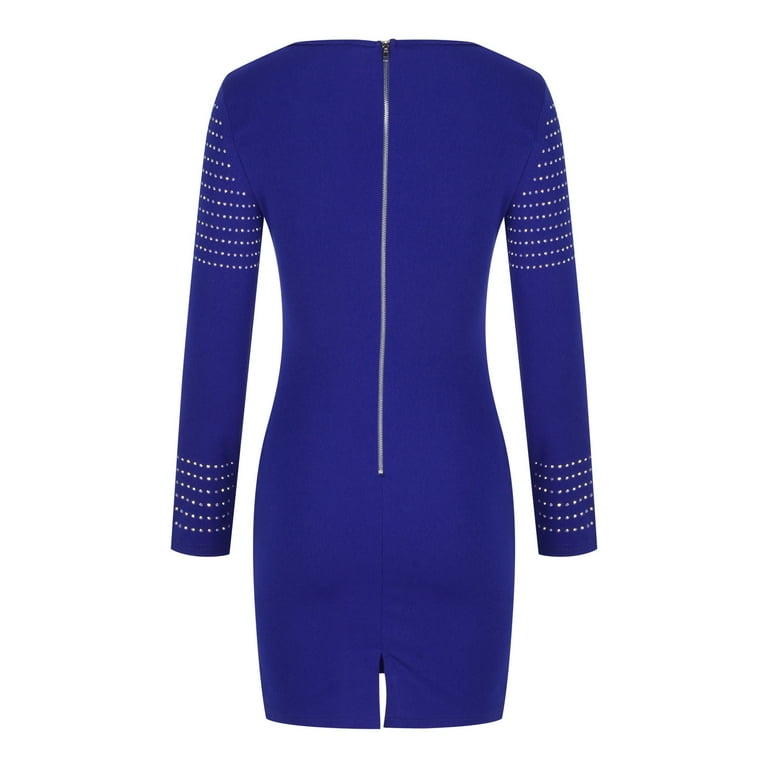 Lindreshi Fall Dresses for Women Homecoming Dresses Women V Neck Solid  Color Long Sleeve Dress Short Dress with Zipper - Walmart.com