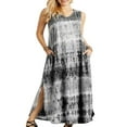 thumbnail image 1 of Robes Maxi Kaftan d'Été Teinture sur Nœuds pour Femmes Grande Taille, Robe de Plage Irrégulière, 1 of 2