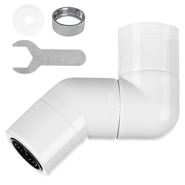Robinet d'Évier Rallonge Rotative à 360 Degrés Adaptateur de Tête Réglable Bec de Lavage du Visage Buse Accessoire Maison Hôtel Remplacement Blanc