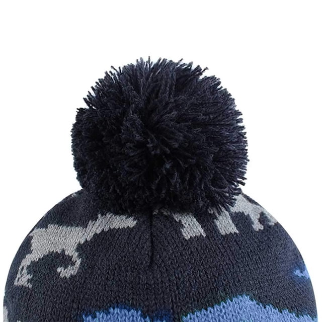 Conjunto de gorro de invierno con dinosaurio para bebé, manoplas cálidas, gorro con pompón y orejeras para recién nacido, conjunto de guantes