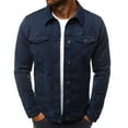 thumbnail image 3 of Thinsony Style With Turn-Down Collar Jacket For Men Easy To Clean Men Denim Jackets dark blue L, 3 of 6