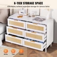 thumbnail image 4 of 6 Drawer Rattan Dresser, Boho Dresser, Rattan Chest of Drawers with Spacious Storage, Natural Rattan Dresser for Bedroom, Living Room & Hallway,Rattan Nightstand with Sturdy Handles&Legs, White, 4 of 7