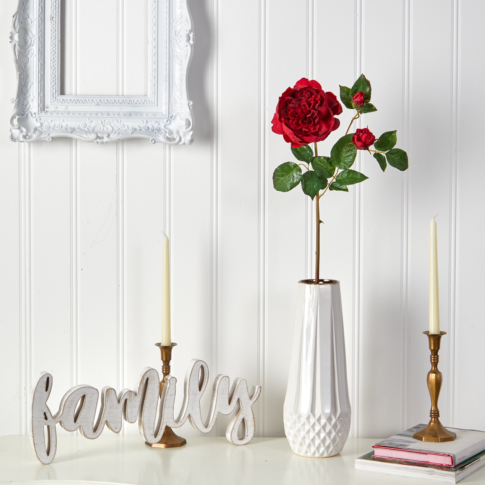 Nearly Natural 22" Rose Artificial Flower (Set of 6), Red