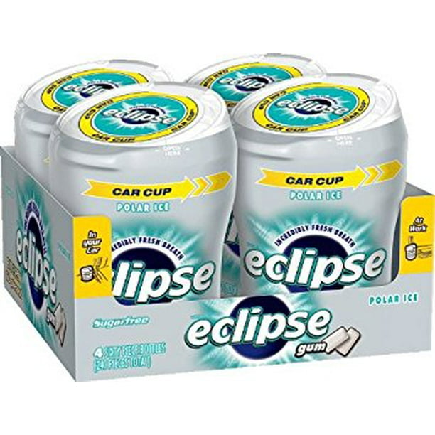 Eclipse Sugar Free Gum, Polar Ice, 60 Piece Big E Bottles (Pack of 4