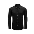 thumbnail image 1 of POGLIP Men's Black Button-up Slim-fit Long Sleeve Men's Shirt, 1 of 6