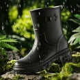 thumbnail image 4 of Women's Mid Calf Rain Boots Waterproof Fashion Garden Shoes Anti-slipping Soft Outsole Lightweight Rainboots Comfortable Insole Light Rain Shoes, 4 of 5